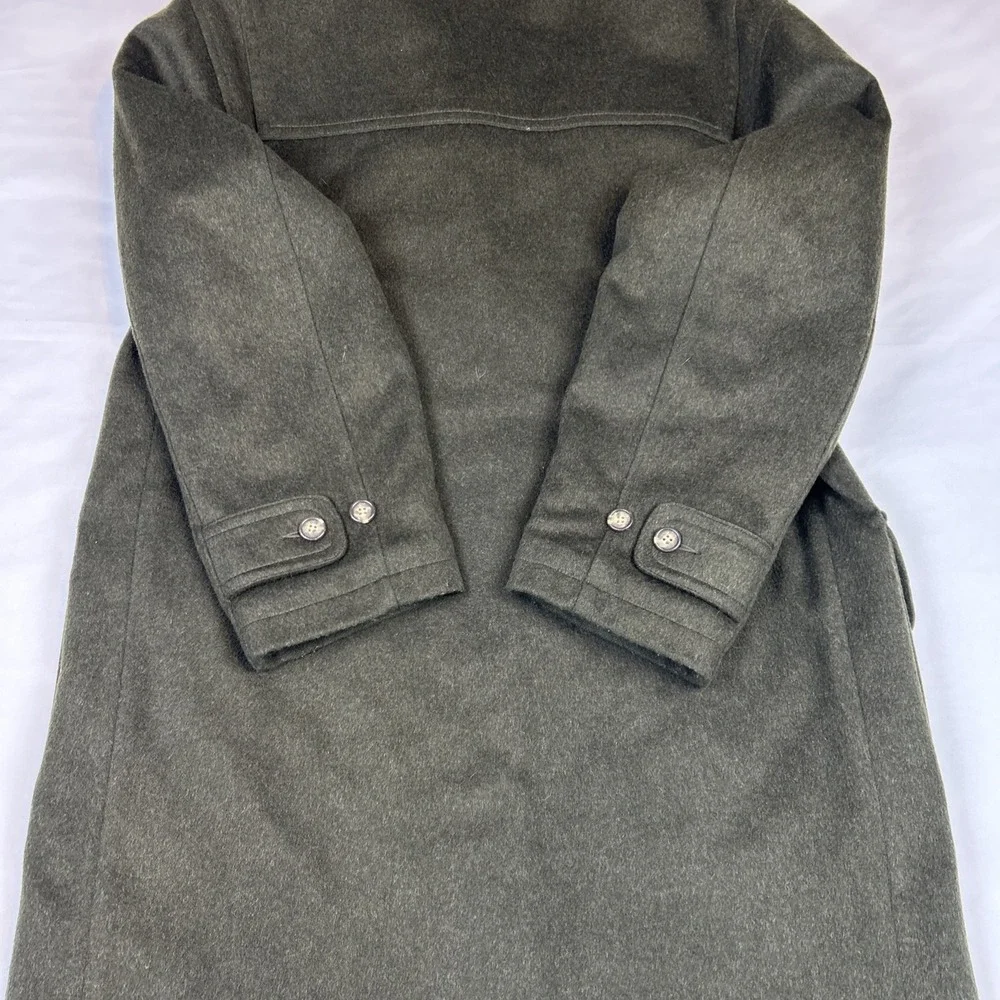 Vintage Lands End Toggle Men's Sz L Hooded Coat Wool Quilt Lined Duffle Pischl - Picture 13 of 15